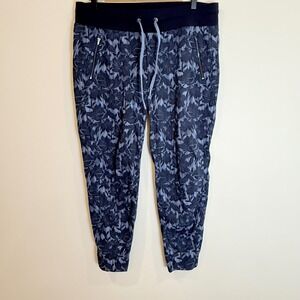 Athleta Trekkie North Jogger Pants Floral Lace Print Zipper Pockets Size 14